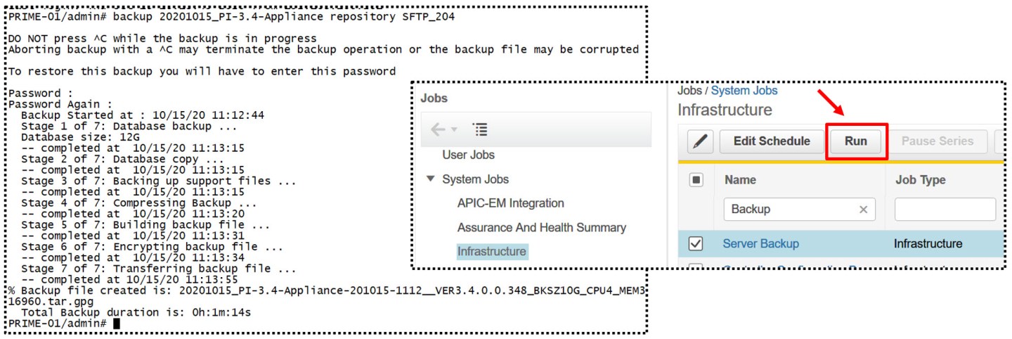 Prime Infrastructure 3.4 - Sauvegarde applicative + appliance