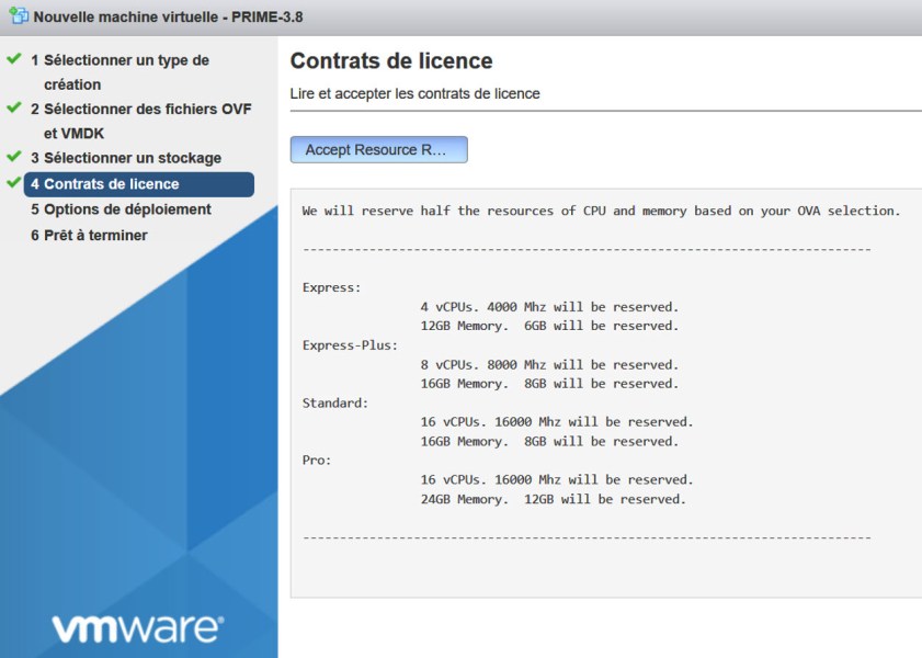 Prime Infrastructure 3.8 - Dimensionnement de la VM